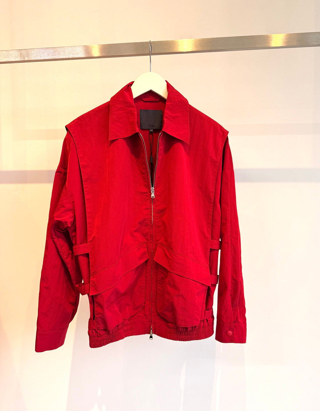 Fall Nylon Snap Bomber - Red