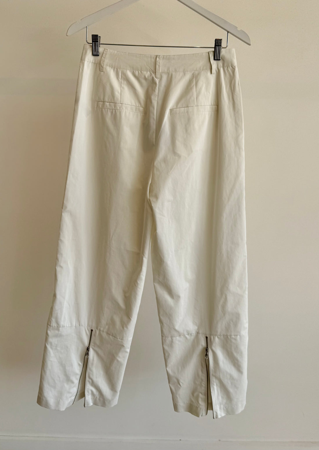 Nylon Zipper Trouser - White