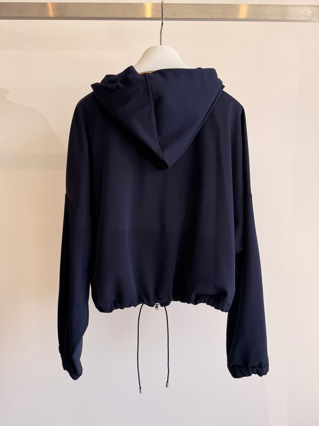 Gathered Yoke Zip Hooded Jacket - Midnight