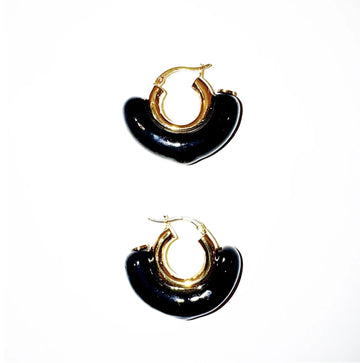 Half Moon Hoop Earring Set - Black