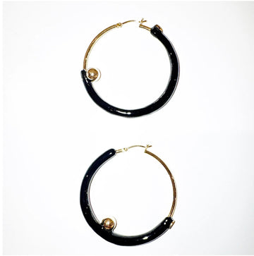 Planet Orbit Hoop Earring / set - Black