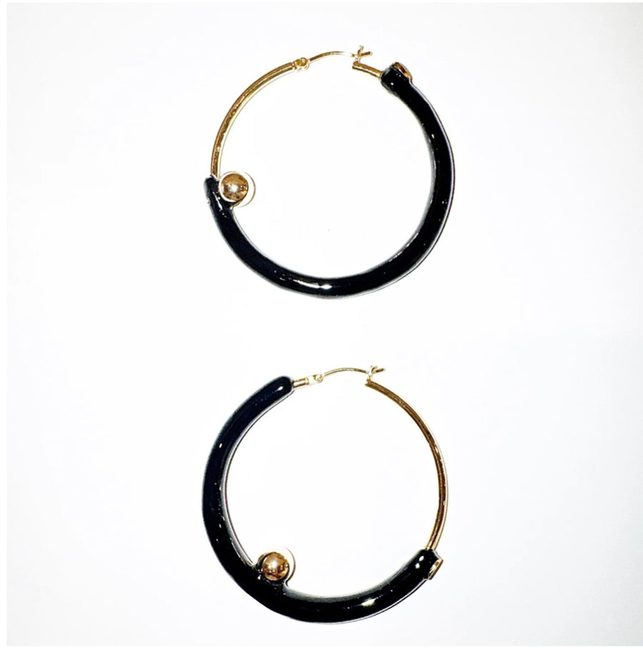 Planet Orbit Hoop Earring / set - Black