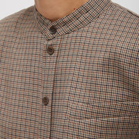 Thomas Menswear Check Detached Shirt - Tan Check