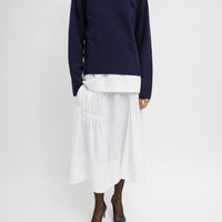 Shirred Nylon Paneled Skirt - White