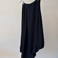 A-Line Asymmetric Skirt - Black Polka Dot Satin