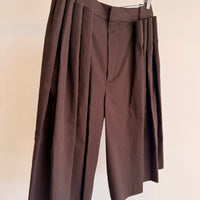 Tucked Pleated Wide Leg Short - Brown