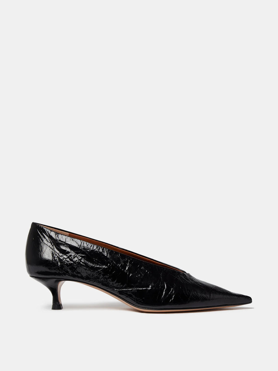 Babouche Kitten Heel - Black Patent