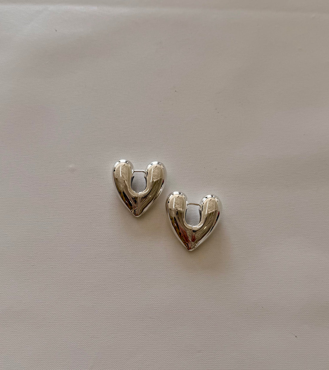 Large Heart Hoops - Silver