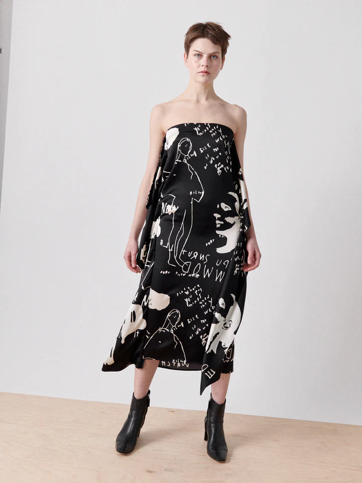 Strapless Rectangle Dress - Black/White
