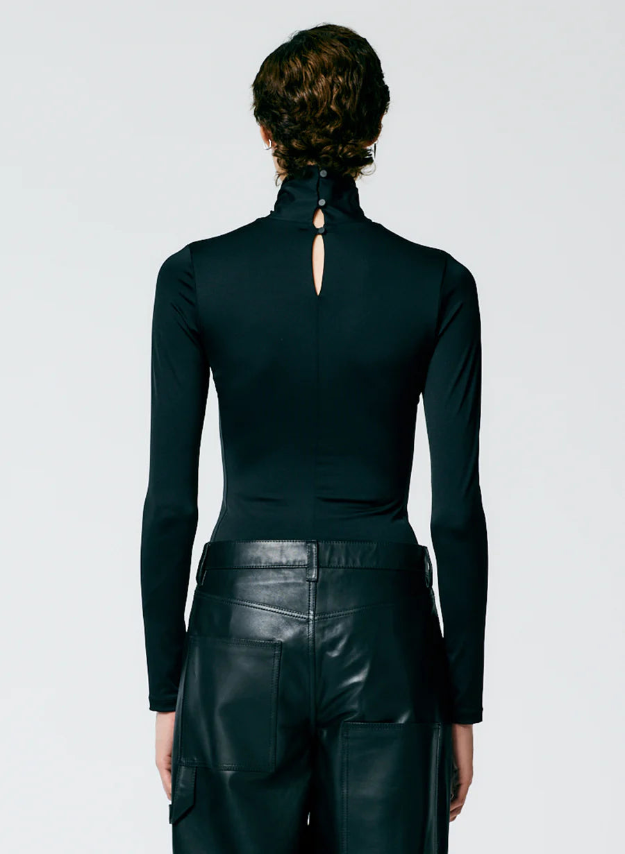 Tie Neck Stretch Bodysuit - Black