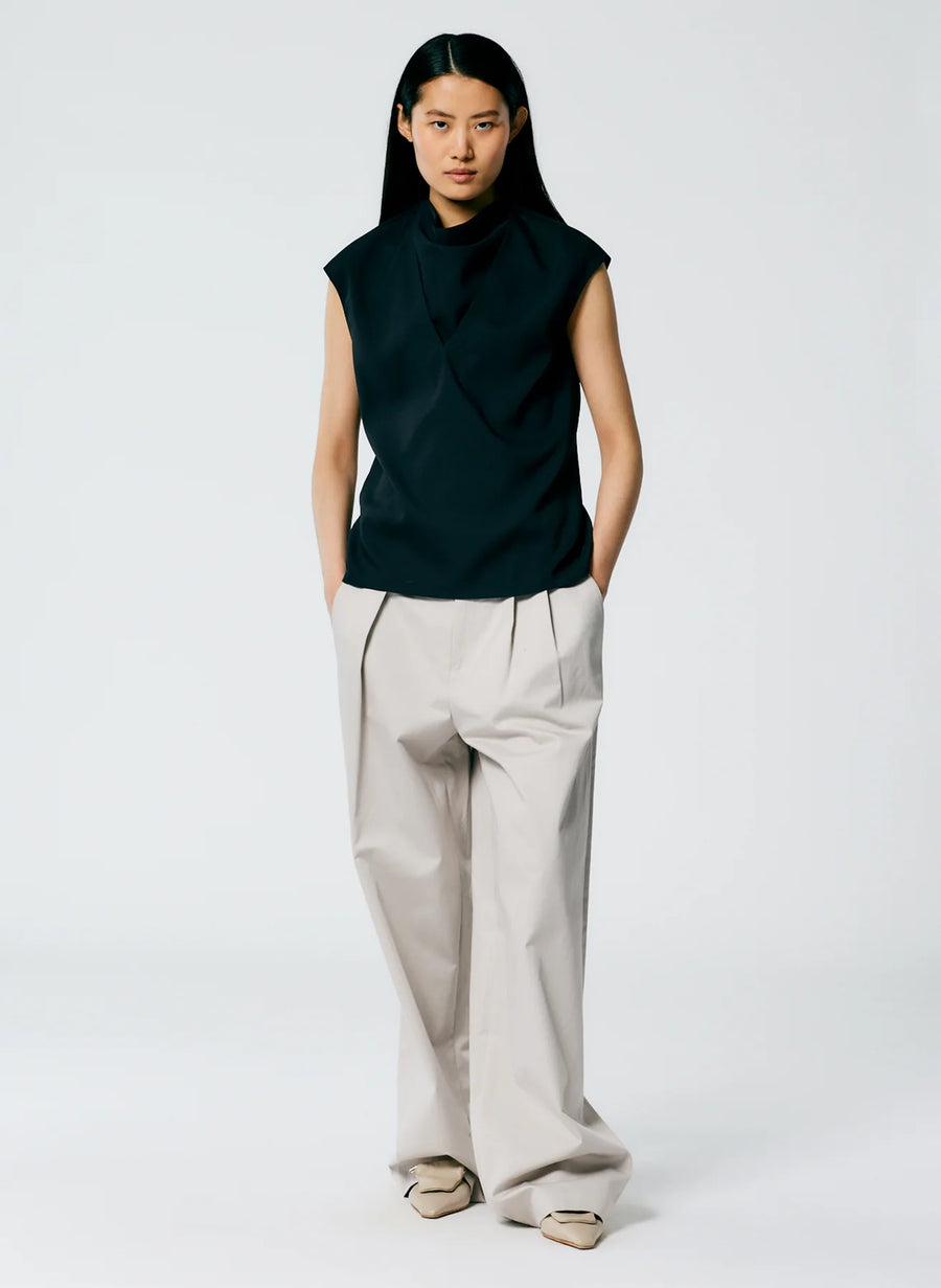Chalky Drape Handkerchief Top - Black