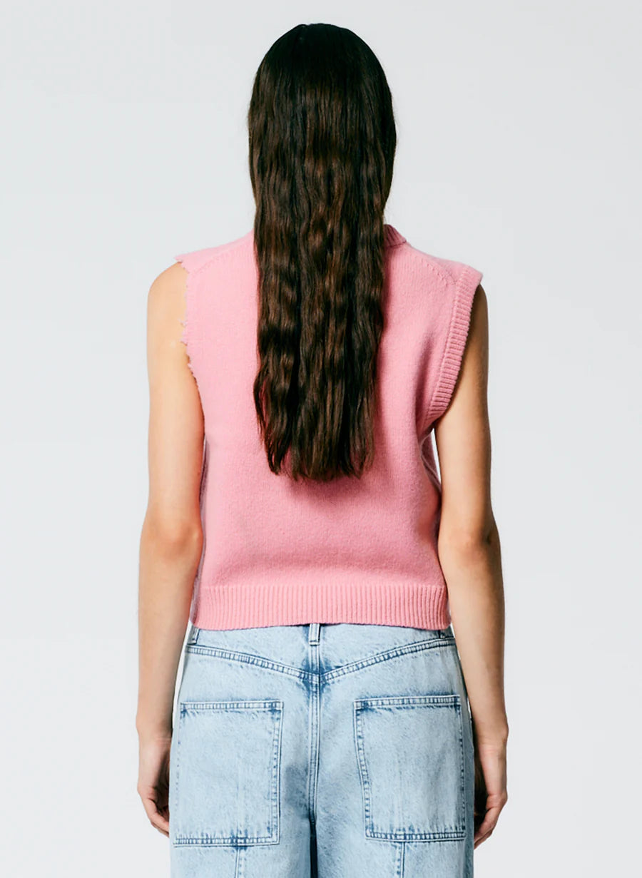 Soft Lambswool Distressed Vest - Pink