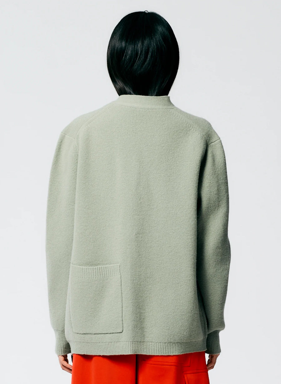 Soft Lambswool Distressed Cardigan - Olive