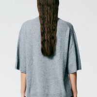 Feather Weight Cashmere Oversized Easy Tee - Heather Grey