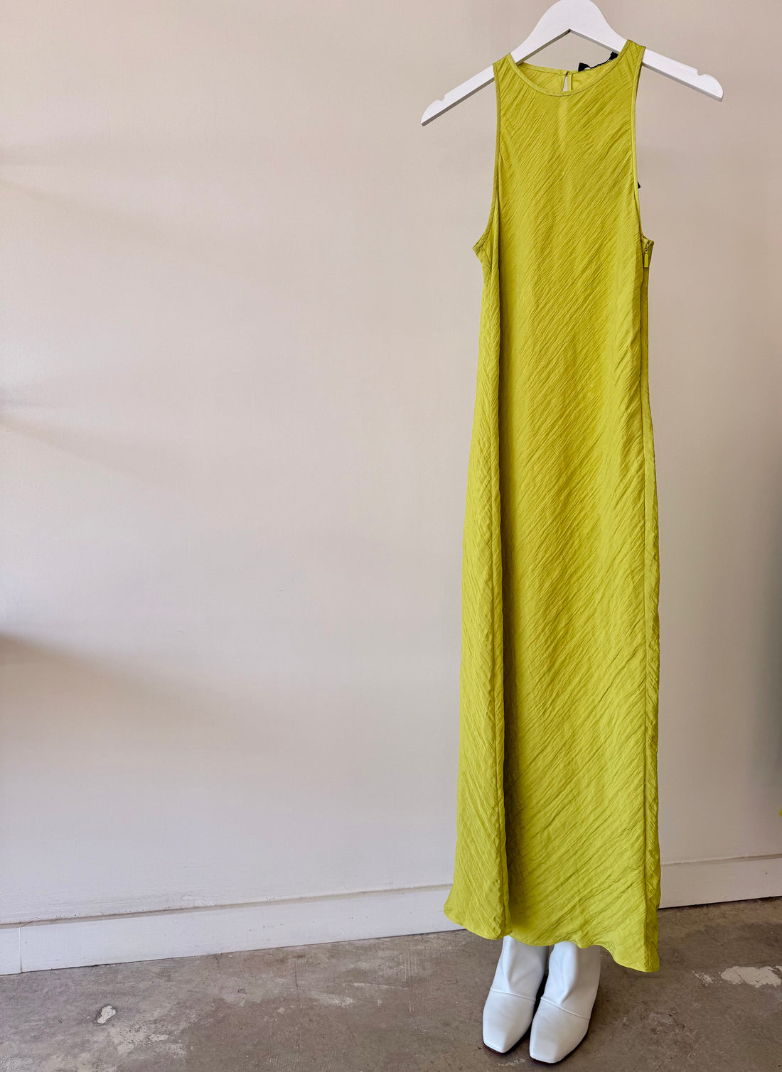 The Crinkled Slip Midi Bias Dress - Pea Pod