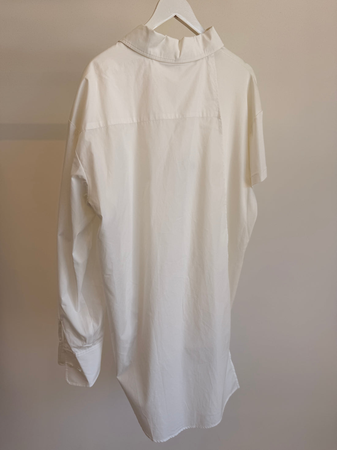 Half Cotton Poplin Silk Jersey Tee - White
