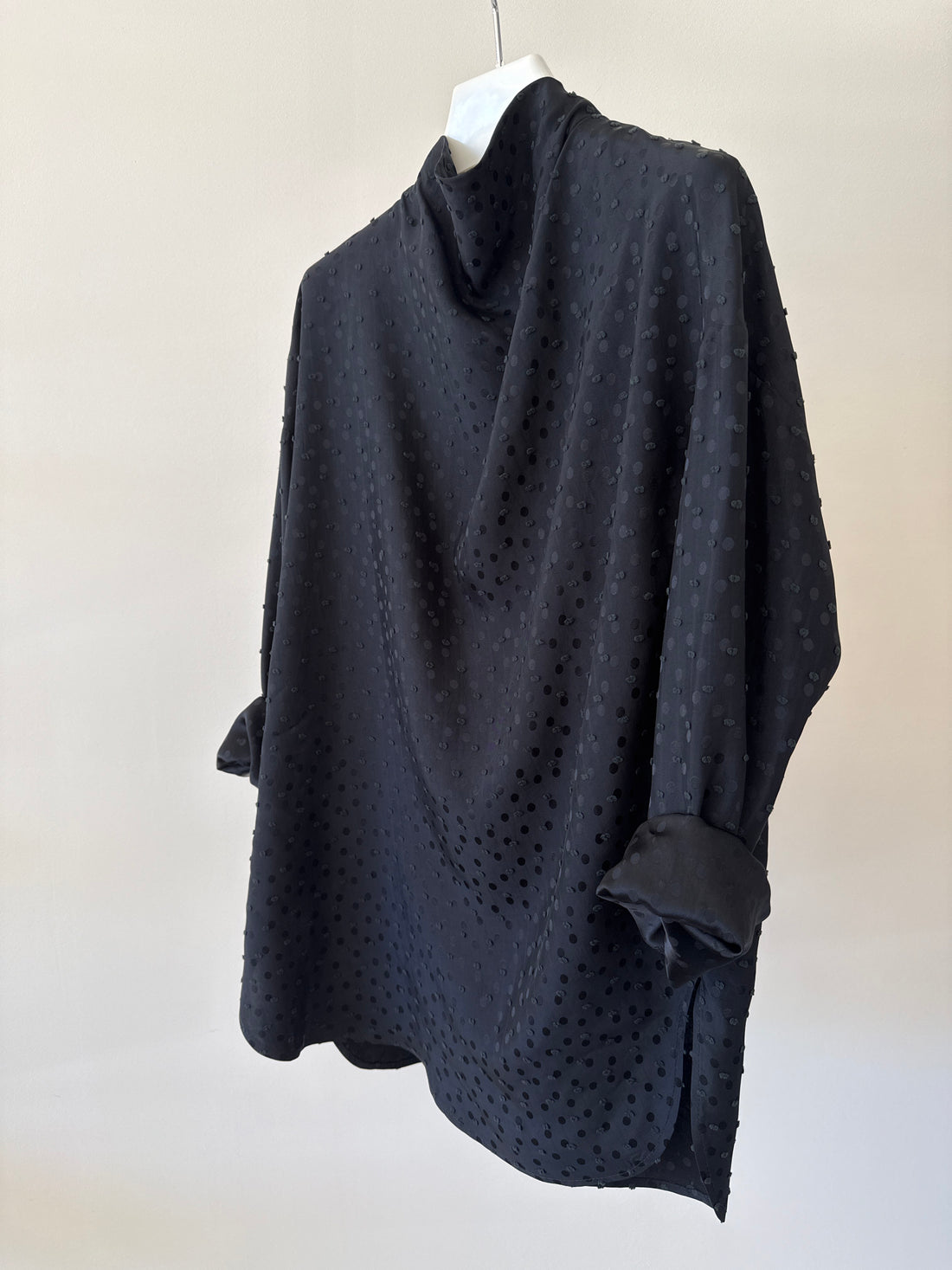 Asymmetric Cowl Shirt - Black