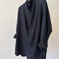 Asymmetric Cowl Shirt - Black