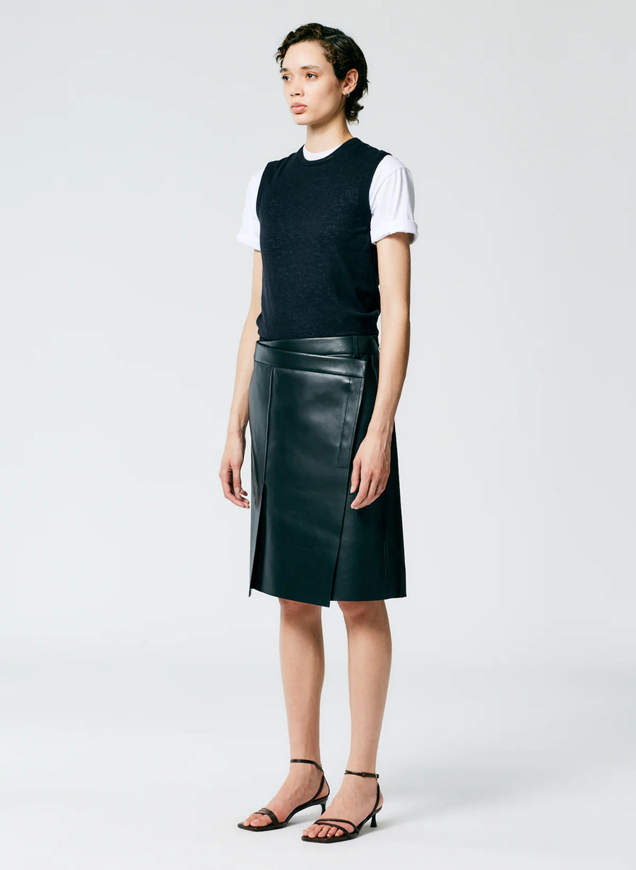 Bonded Leather Slash Skirt
