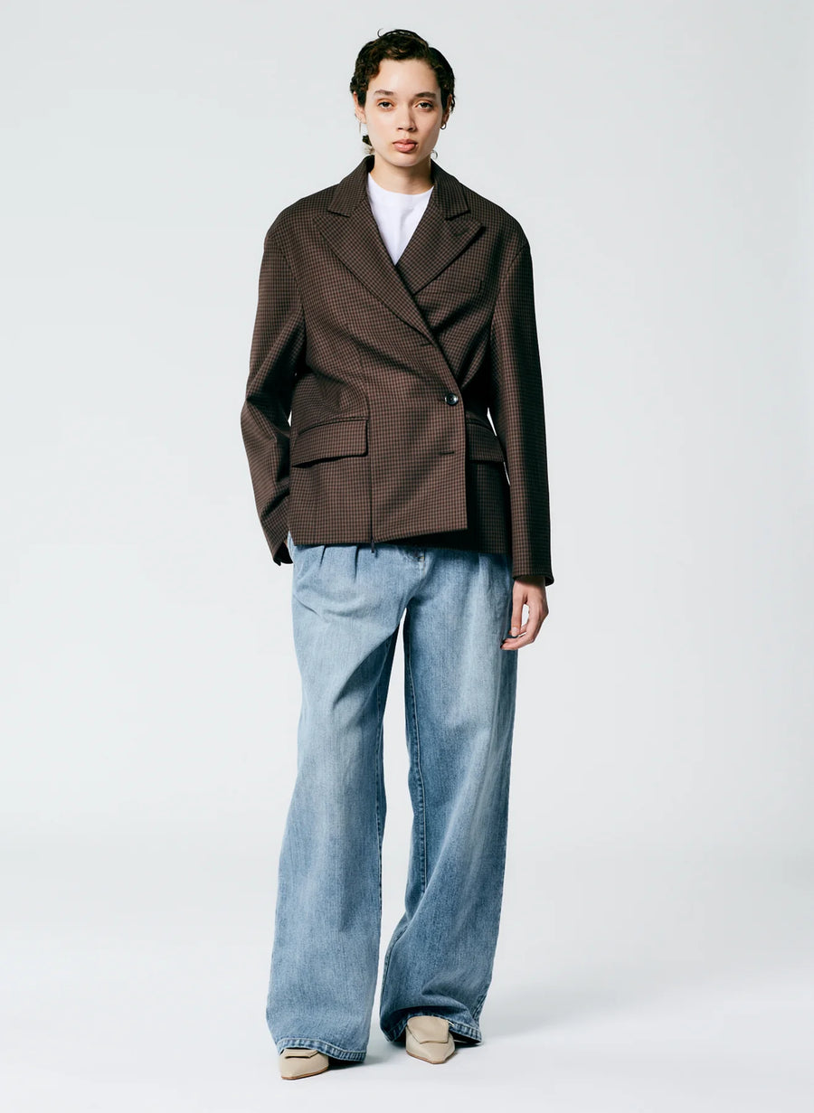 Jett Suiting Liam Blazer with Slit Zipper Detail - Brown