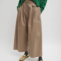 Bio Twill Triple Pleat Cropped Pant - Khaki