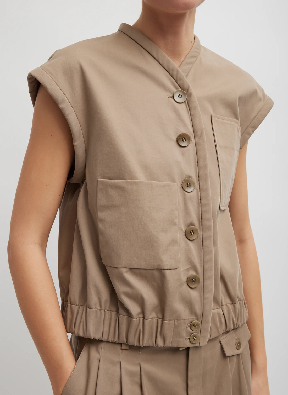 Bio Twill Blousant Vest - Khaki