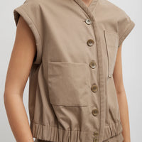 Bio Twill Blousant Vest - Khaki