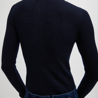 Feather Weight Ribbed Turtle Neck Zip Up Sweater -