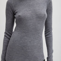 Feather Weight Ribbed Crewneck Pullover - Grey