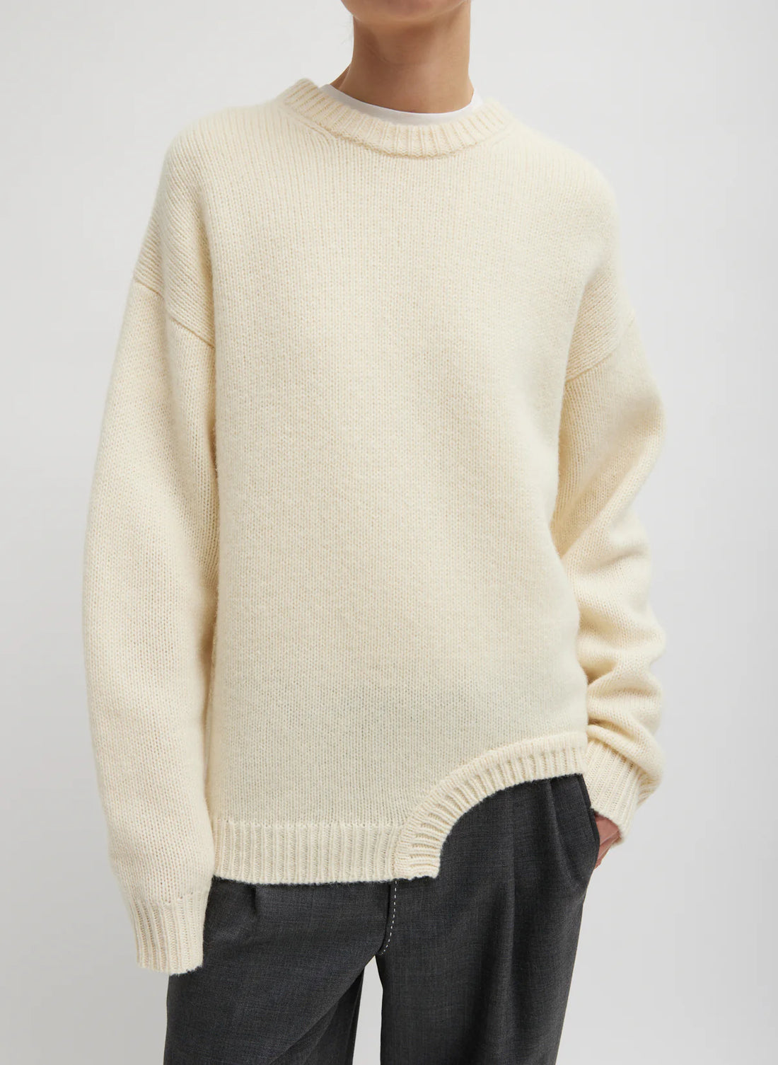 Soft Lambswool Sweater with Cut Out Detail - Ivory