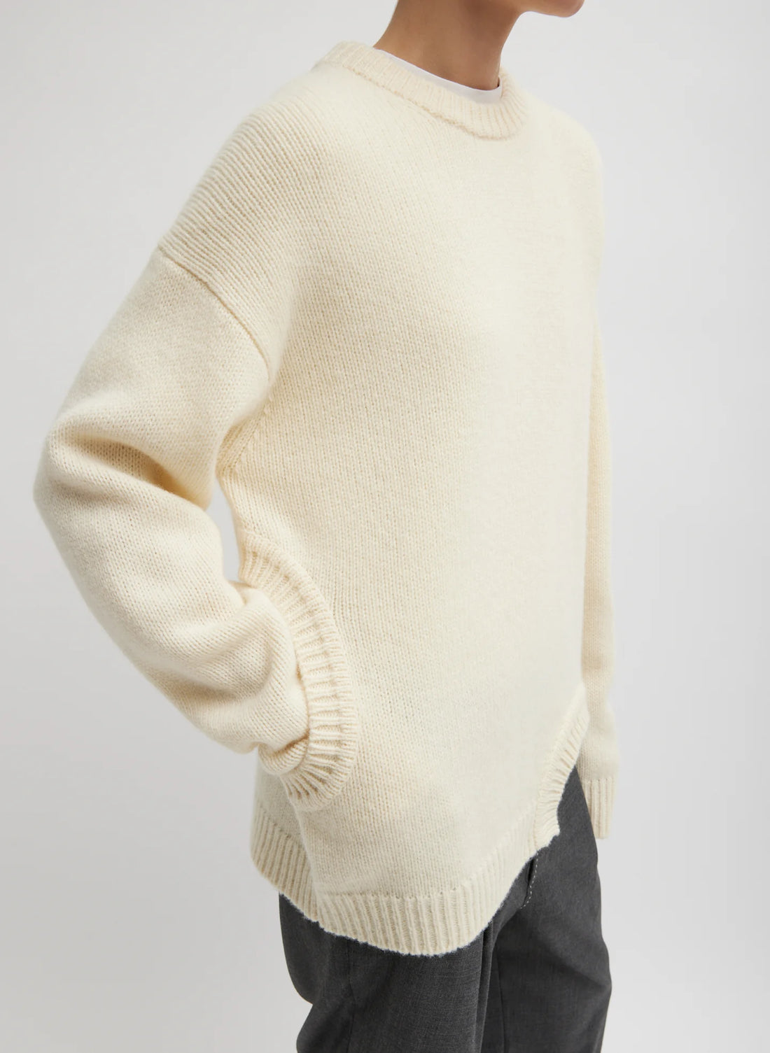 Soft Lambswool Sweater with Cut Out Detail - Ivory