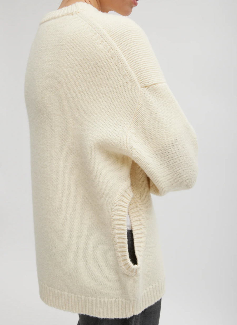 Soft Lambswool Sweater with Cut Out Detail - Ivory