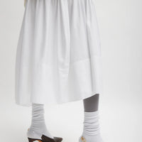 Shirred Nylon Paneled Skirt - White