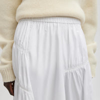 Shirred Nylon Paneled Skirt - White