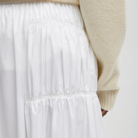 Shirred Nylon Paneled Skirt - White