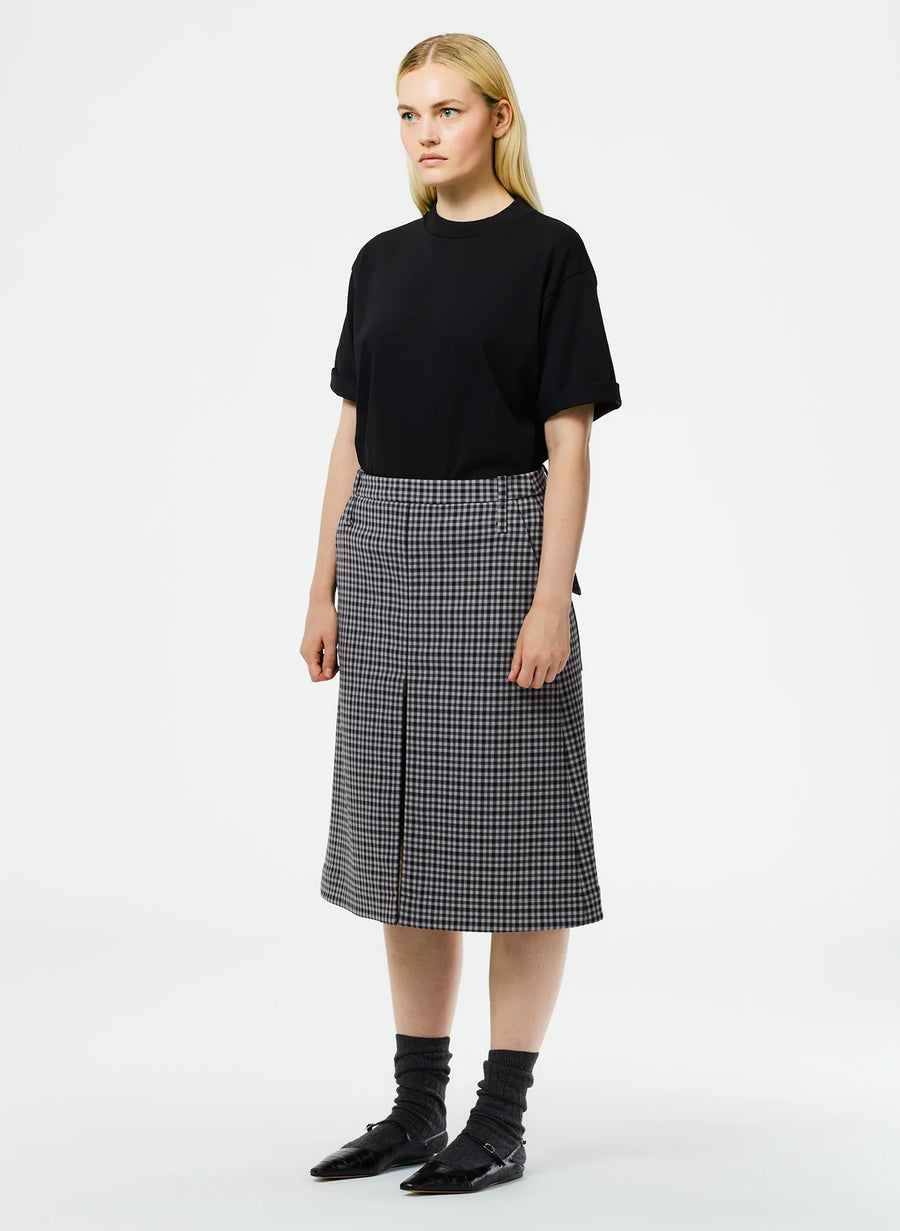 Double Faced Menswear Check Aline Skirt