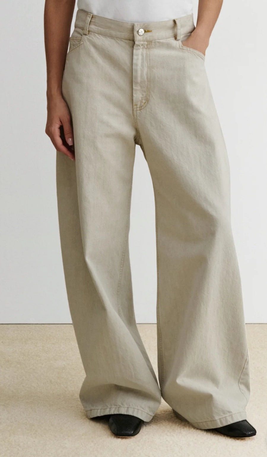 Dottir Pant - Khaki Salinas Denim