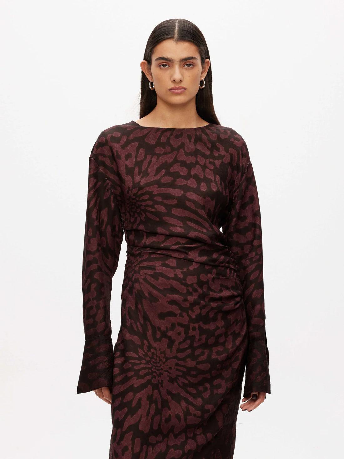 Drape Dress - Maroon Tie Dye