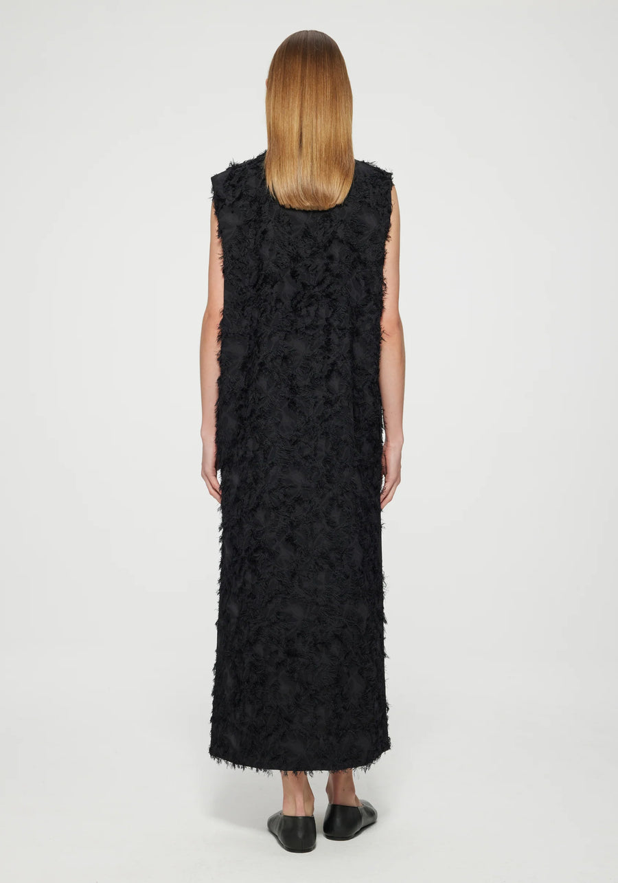 Fringed Jacquard Dress - Black