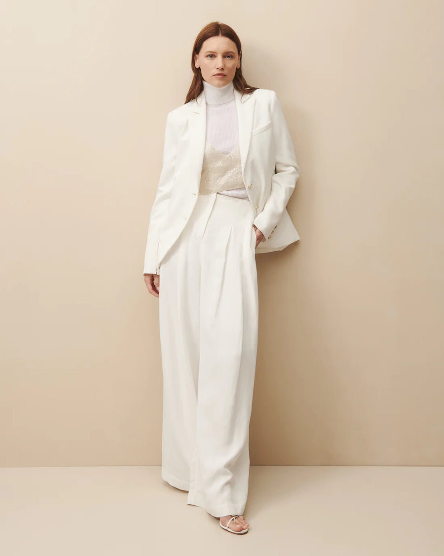 Boyfriend Blazer with Zipper - White