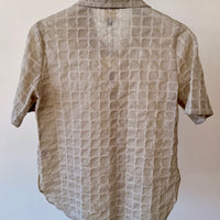 Ali Short Sleeve Blouse in Windowpane Cotton - Flax