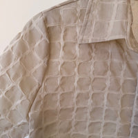 Ali Short Sleeve Blouse in Windowpane Cotton - Flax