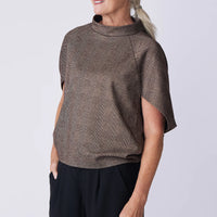 Elsa Cape Top - Brown Plaid