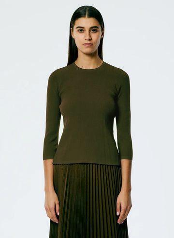 Giselle Stretch Sweater Circle Openback - Wood