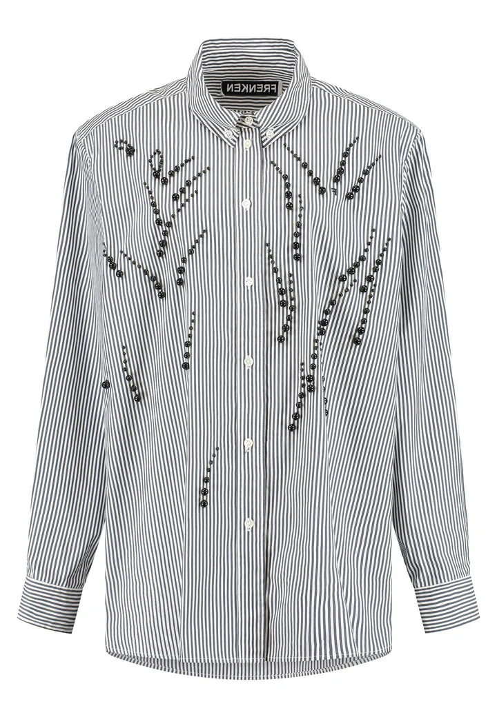 Raif Pearl Shirt - Black Stripe