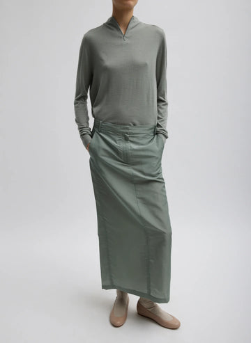 Silk Nylon Maxi Skirt - Pumice Grey