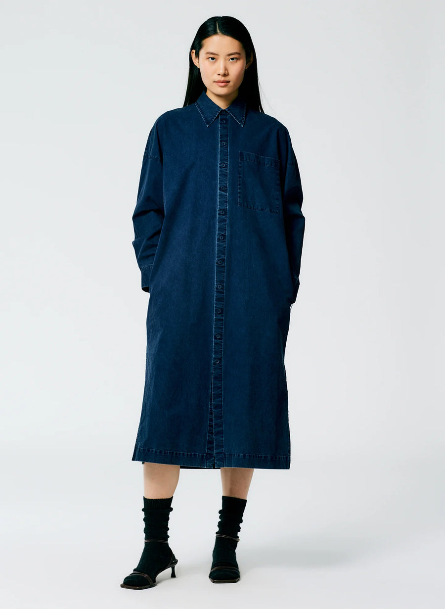 Tencel Cotton Shirtdress - Blue