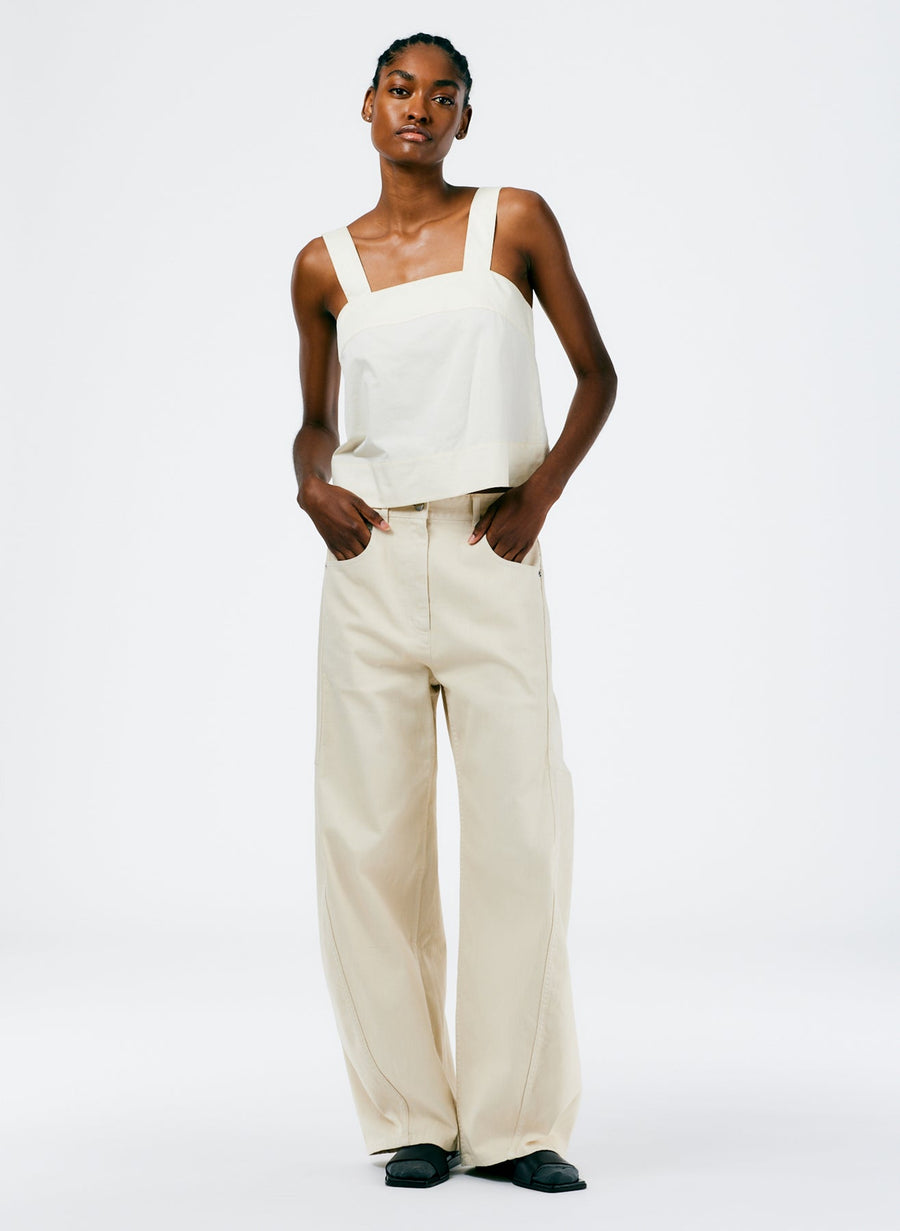 Eco Poplin Strappy Top Cream
