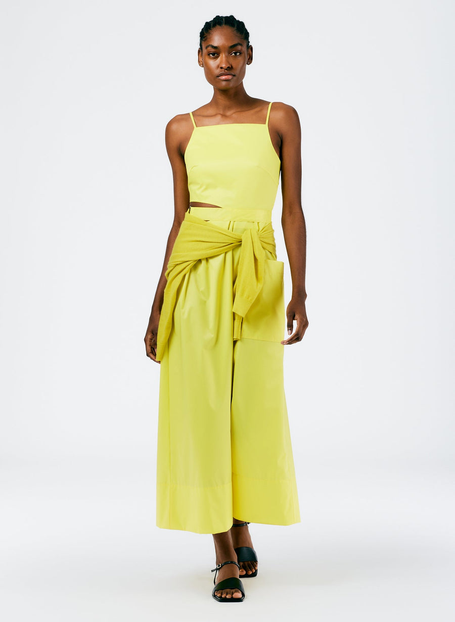 Italian Sporty Nylon Strappy Cut Out Dress Yellow