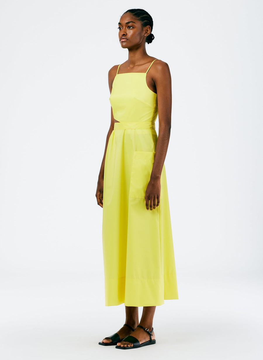 Italian Sporty Nylon Strappy Cut Out Dress Yellow